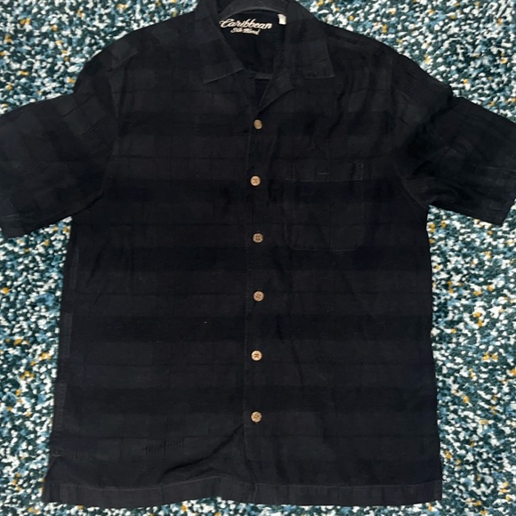Caribbean Silk Blend casual button up mens shirt size M - Picture 1 of 5